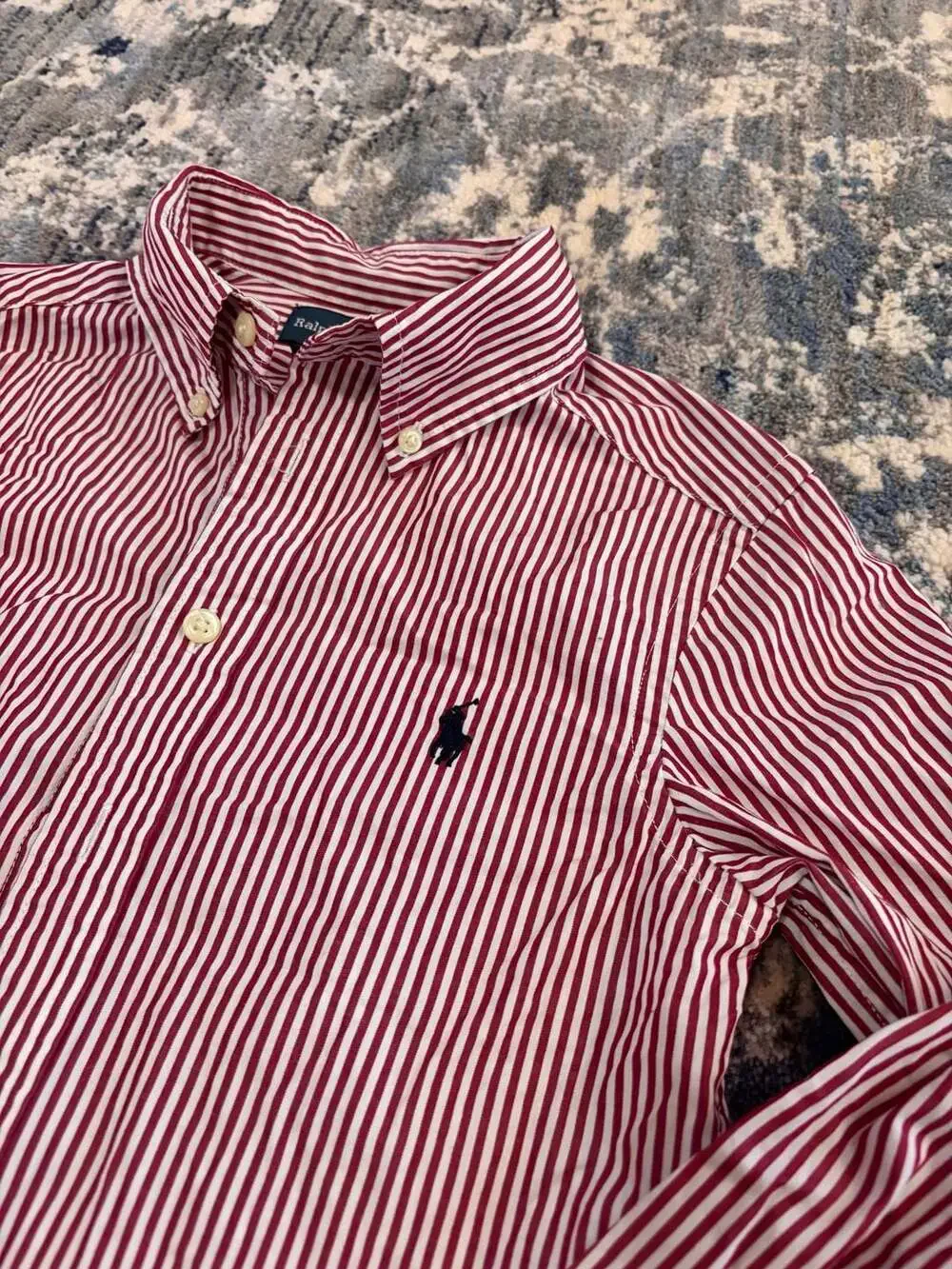 Ralph Lauren Boys Striped Button Shirt S(8) Red